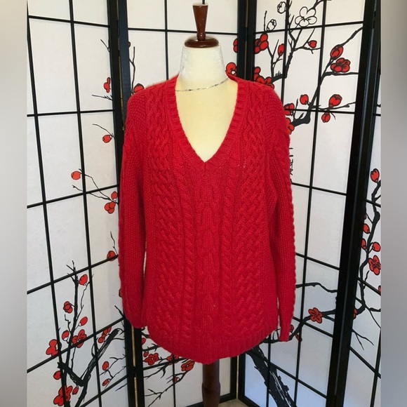 Womens Size 2X V Neck Red Plus Sweater - Picture 1 of 8
